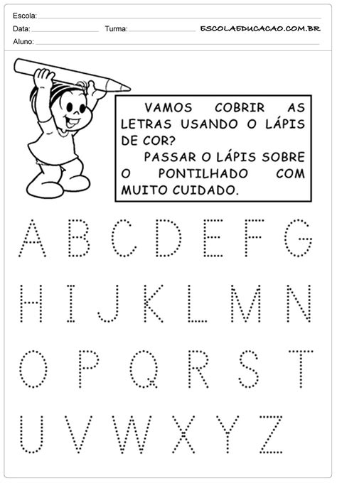 Alfabeto Pontilhado Vamos Cobrir As Letras Escola Educação