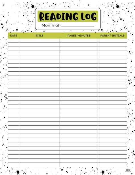 Reading Log Free Printable Printable Templates Free