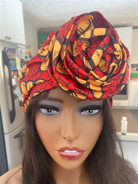 Pre Tied Turban African Prints Head Wrap With Satin Lined Turban Pre Tied Head Wraps Pre