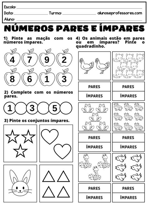 Atividades Números Pares E Ímpares Vários Exercícios Números Pares