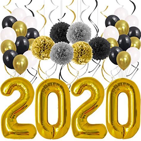 New Years Eve Party Supplies 2020 Decorations Kit Gold White And Black