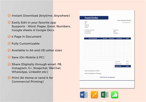 18 Food Order Templates Docs Word Free And Premium Templates