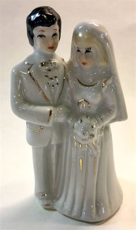Vintage Porcelain Bride And Groom Wedding Cake Topper Wedding Decor