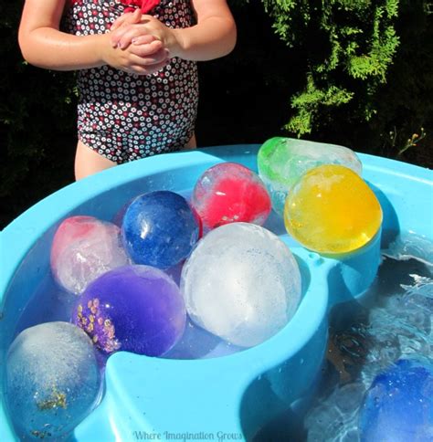 Glittery Frozen Water Balloon Sensory Bin Where Imagination Grows