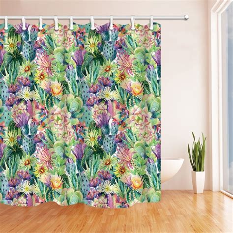 Succulent Plants And Cactus Shower Curtain Waterproof