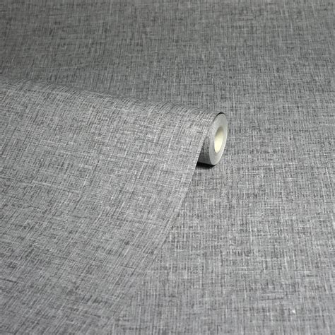 Arthouse Linen Texture Mid Grey Wallpaper 676007 Intu Diy Wallpaper