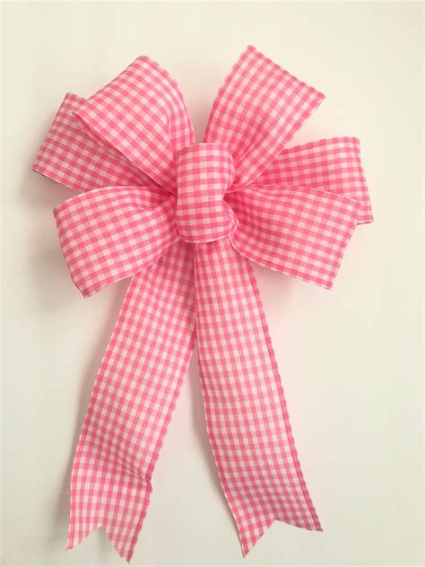 Pink Decorative Bows Pink Gingham Bows Set Of 3 Its Etsy