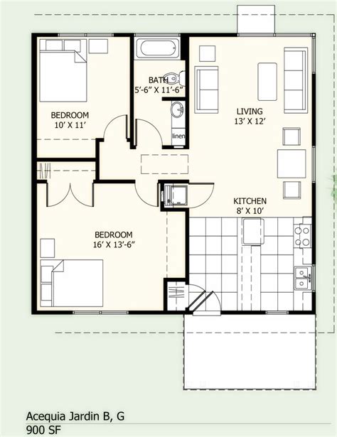 A Floor Plan For A Small House With Two Bedroom And One Bathroom