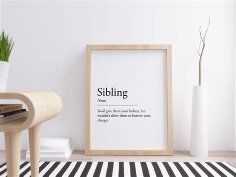 sibling definition printable funny quote sarcastic etsy