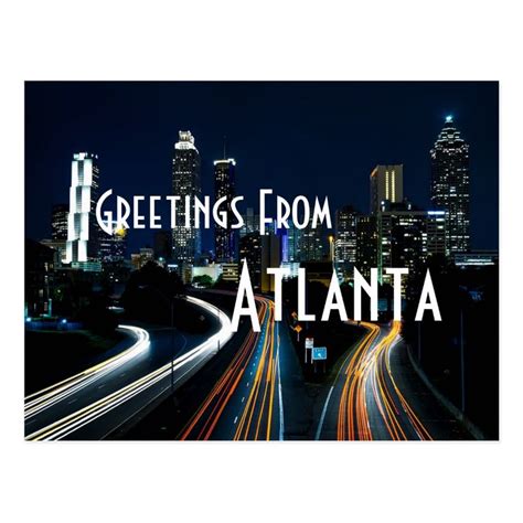 Greetings From Atlanta Georgia Postcard Zazzle Postcard Atlanta