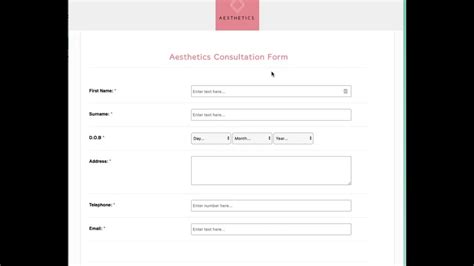 Aesthetics Consultation Form Template Youtube