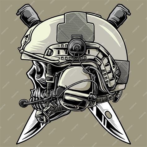 Premium Vector Skull And Tactical Helm Army