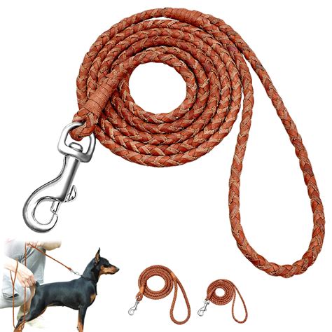 Buy Dog Leash Rolled Round Leather Braided Lead