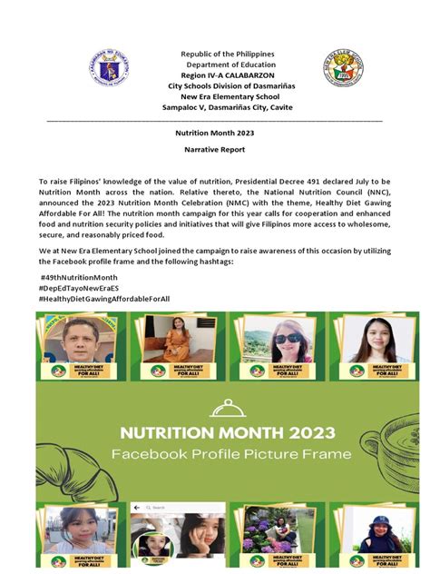 New Era Es Narrative Report Nutrition Month 2023 Pdf