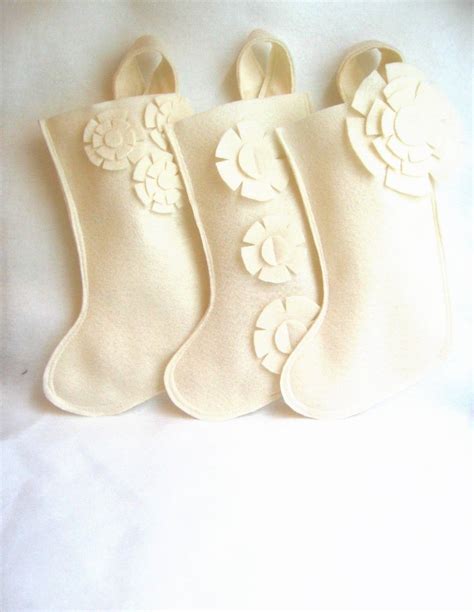 Ivory Cream Christmas Stocking In Eco Friendly Felt By Me Rikrak You Choose The Style Via Ets