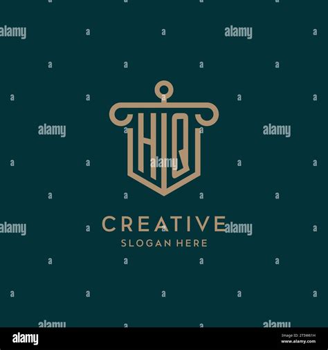 Hq Monogram Initial Logo Design With Shield And Pillar Shape Design