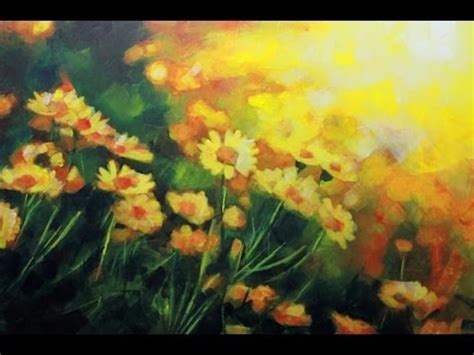 How to paint a Field of Flowers: Acrylic Landscape painting Lesson. | Daisies Field by Samuel ...