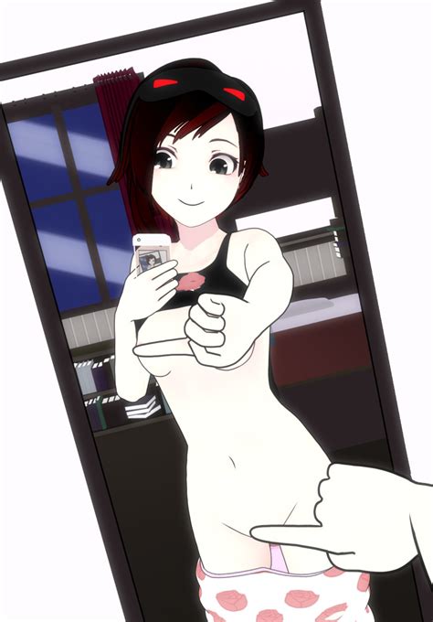 Lvl3toaster Ruby Rose Rwby Highres 1girl 3d Breasts Clothes Lift Grey Eyes Happy Meme