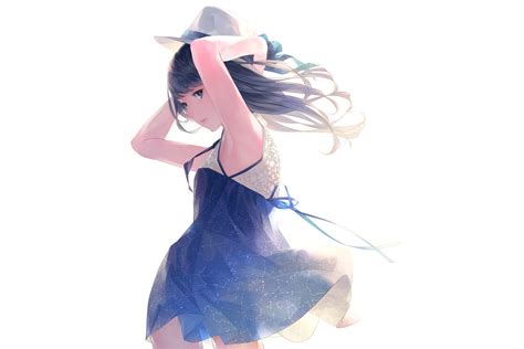 Cute Blue And White Skirt Anime Girl Wallpaperhd Anime Wallpapers4k