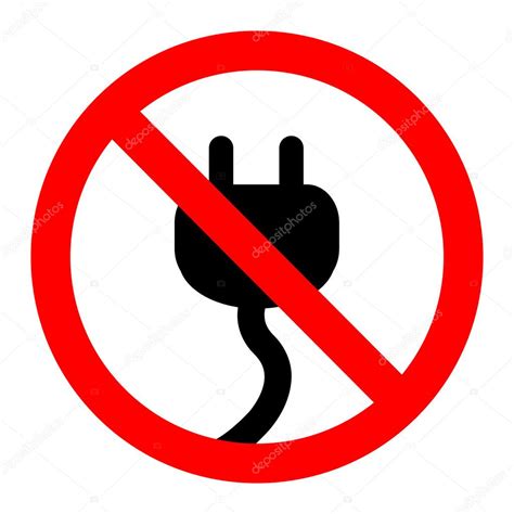 No Plug Sign Label Vector And No Power Energy Symbol — Stock Vector