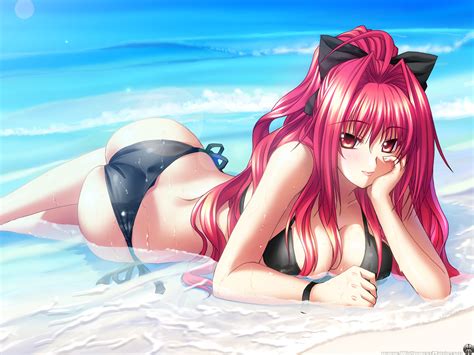 Anime Bikini Girl On The Beach Desktop Wallpaper 1600x1200 Wallpaper