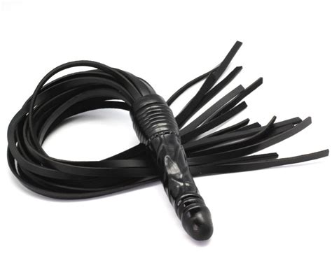 10 pieces lot black dildo whip artificial leather whip with dildo handle d 3 2cm big size