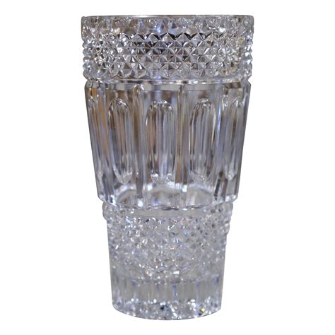 Mid 20th Century Clear Cut Glass Crystal Vase With Floral Motifs At 1stdibs Cut Glass Motifs