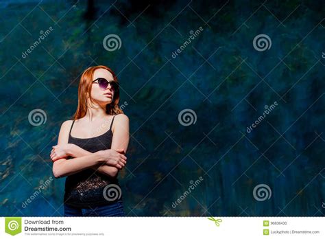 Pretty Redhead Woman In Sunglasses Stock Photo Image Of Color Look
