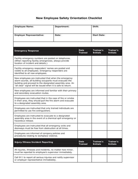Orientation Checklist Template