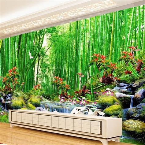 3d Wall Mural Wallpaper Landscape Bamboo Forest Wall Paper