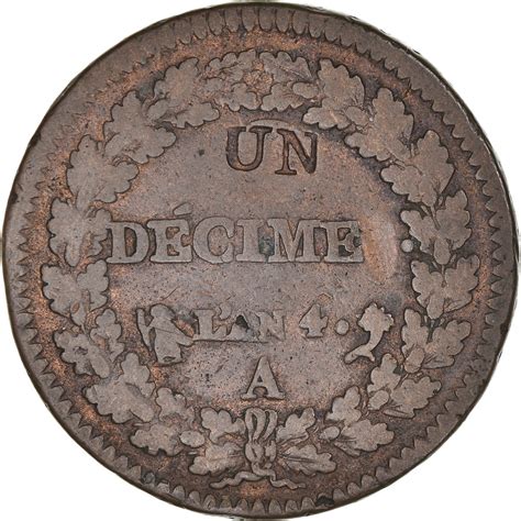 Coin France Dupré Decime An 4 Paris Modification Du 2 Décimes