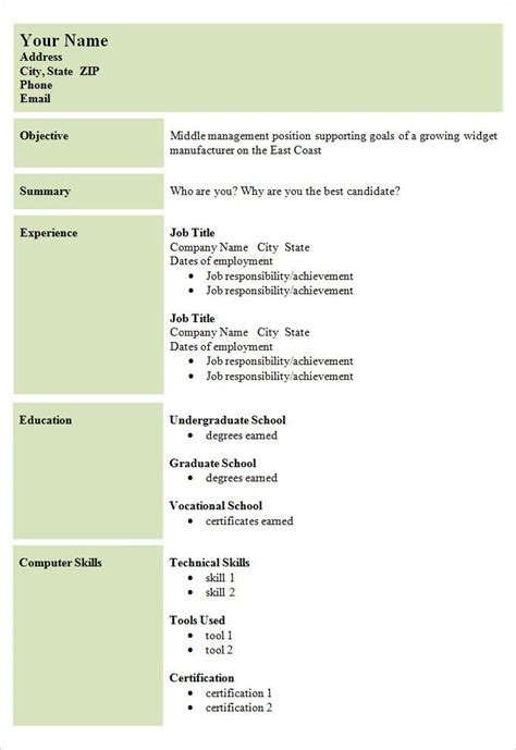 The proper resume format is essential to a perfect resume. nuik noke: Simple Resume Template Free Download in 2020 ...