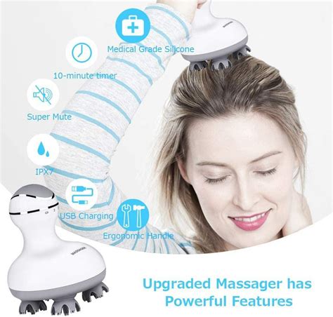 Electric Scalp Head Massager Haofy Ipx7 Waterproof Handheld Massager 4 Heads With 84 Nodes For