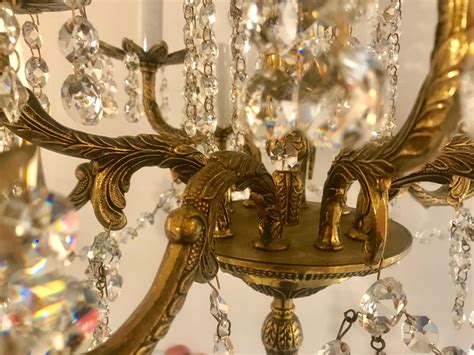 Large Romantic Vintage Spanish Brass And Crystal Chandelier At Stdibs