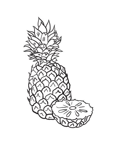 Pineapple coloring page for preschool. Free Pineapple Coloring Page