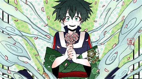 Desktop Wallpaper Izuku Midoriya Flowers Anime Boy Hd Image Picture Background 1d389b