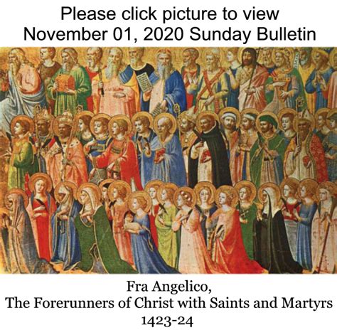 November 1 2020 Solemnity Of All Saints Sunday Bulletin Holy Name