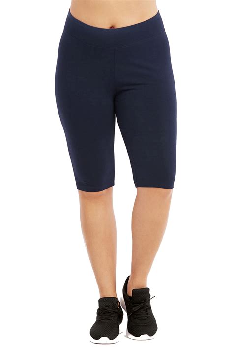 Womens Plus Size Solid Cotton Long Bermuda Bike Shorts