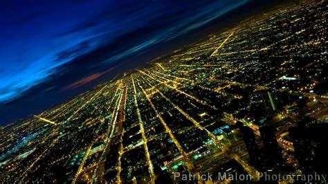 City Lights Street Grid From Above At Night Chicago Skyline Pictures