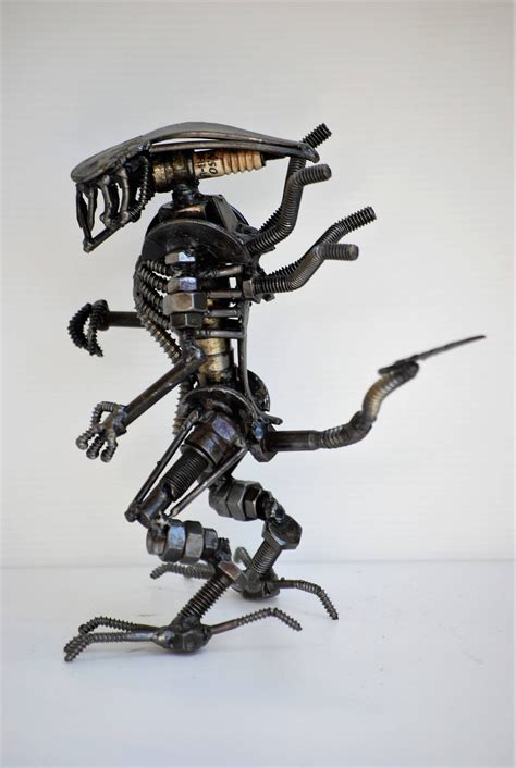 Xenomorph Scrap Metal Monster B Model Recycled Handmade Art Etsy