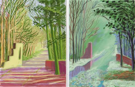 David hockney began drawing on touch screens when he got his first iphone in 2009. David Hockney paintings done using iPad app 'Brushes ...