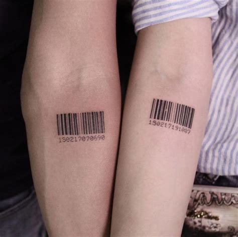 Barcode couple tattoos #coupletattoos | Tatuaje codigo de barras