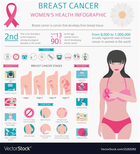 Breast Cancer Medical Infographic Diagnostics Vector Image