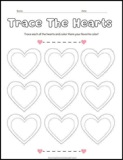 Free Heart Tracing Worksheets Easy Print The Simple Homeschooler