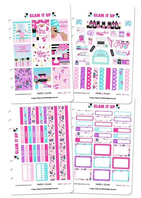 Glam Beauty Weekly Kit Planner Stickers Paper And Glam Planners