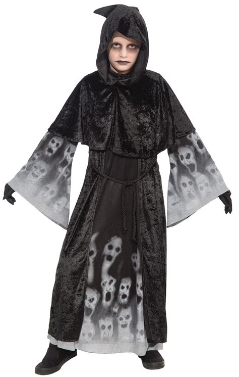 Grim Reaper Boys Fancy Dress Halloween Scary Ghoul Kids Childrens