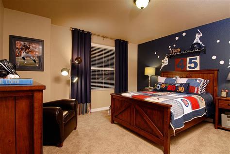 Beige And Navy Blue Kids Room With Sports Themed Motifs From Paul