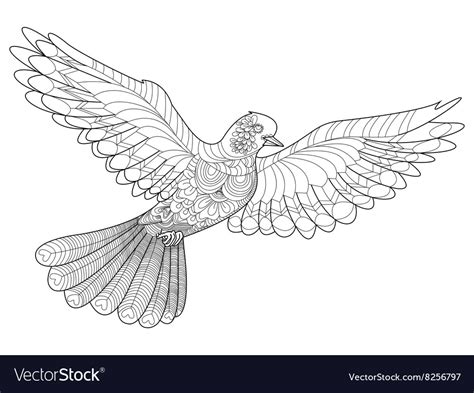 Dove coloring for adults Royalty Free Vector Image
