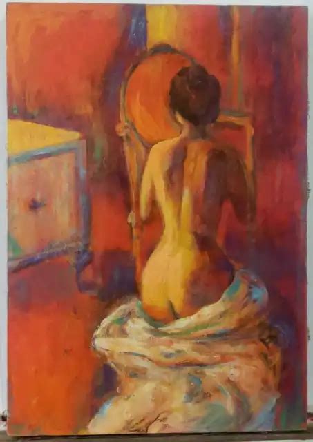 Antique Oil Painting Nude Woman Naked On His Back Nice Piece Vintage Picclick