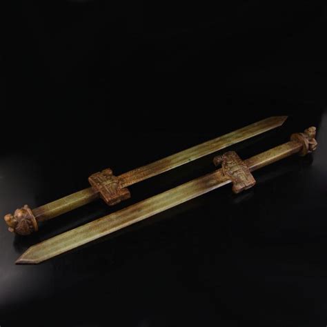 A Pair Chinese Han Dynasty Hetian Jade Sword